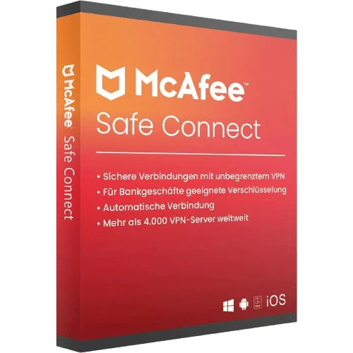 McAfee Safe Connect VPN Box mit sicherer und schneller Verbi
