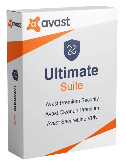 Verpackung der Avast Ultimate Suite mit Premium Security, Cleanup und SecureLine VPN