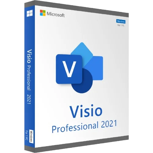 Verpackung der Microsoft Visio Professional 2021 Software für Windows-PC
