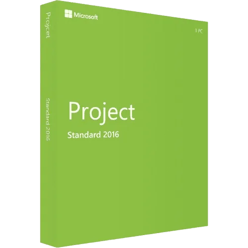 Grüne Verpackung von Microsoft Project Standard 2016 mit Software für 1 PC