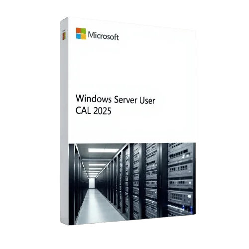 Verpackung der Microsoft Windows Server User CAL 2025 mit Serverraumabbildung