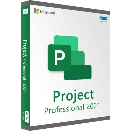 Produktverpackung von Microsoft Project Professional 2021 für Windows-PCs
